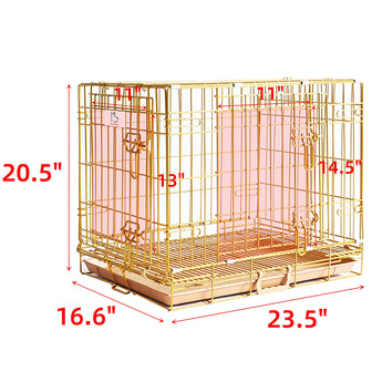 24" Gold Foldable Dog Crate GLD24