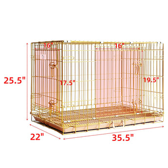 36" Gold Foldable Dog Crate GLD36