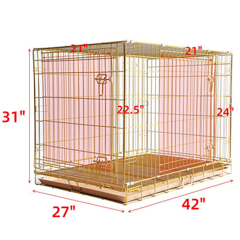 42" Gold Foldable Dog Crate GLD42